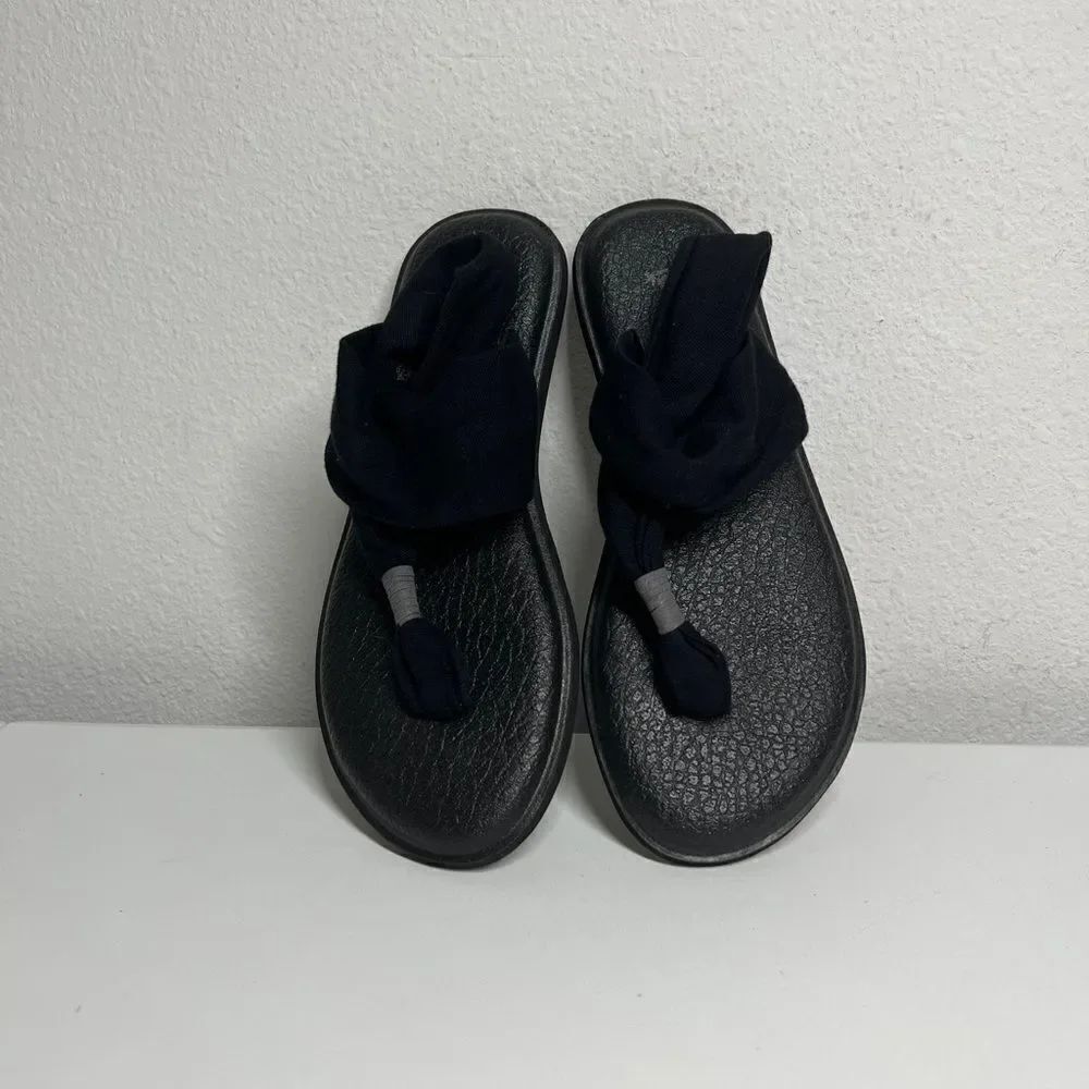 Sanuk Yoga Mat Sling Black Gray Sandals Size 8